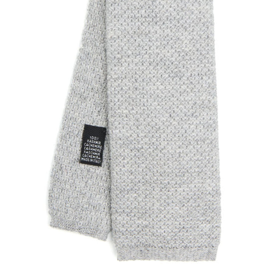 LIGHT GREY CASHMERE KNITTED TIE