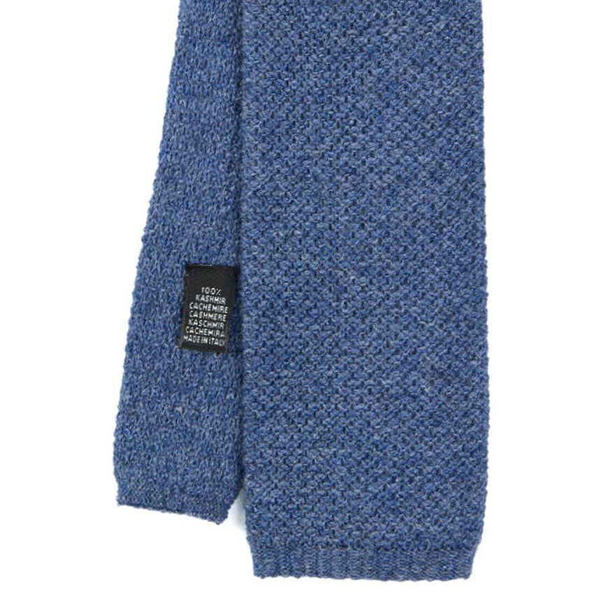 BLUE CASHMERE KNITTED TIE