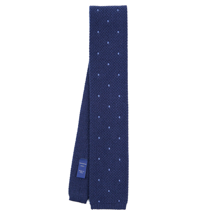 DARK BLUE CASHMERE KNITTED TIE