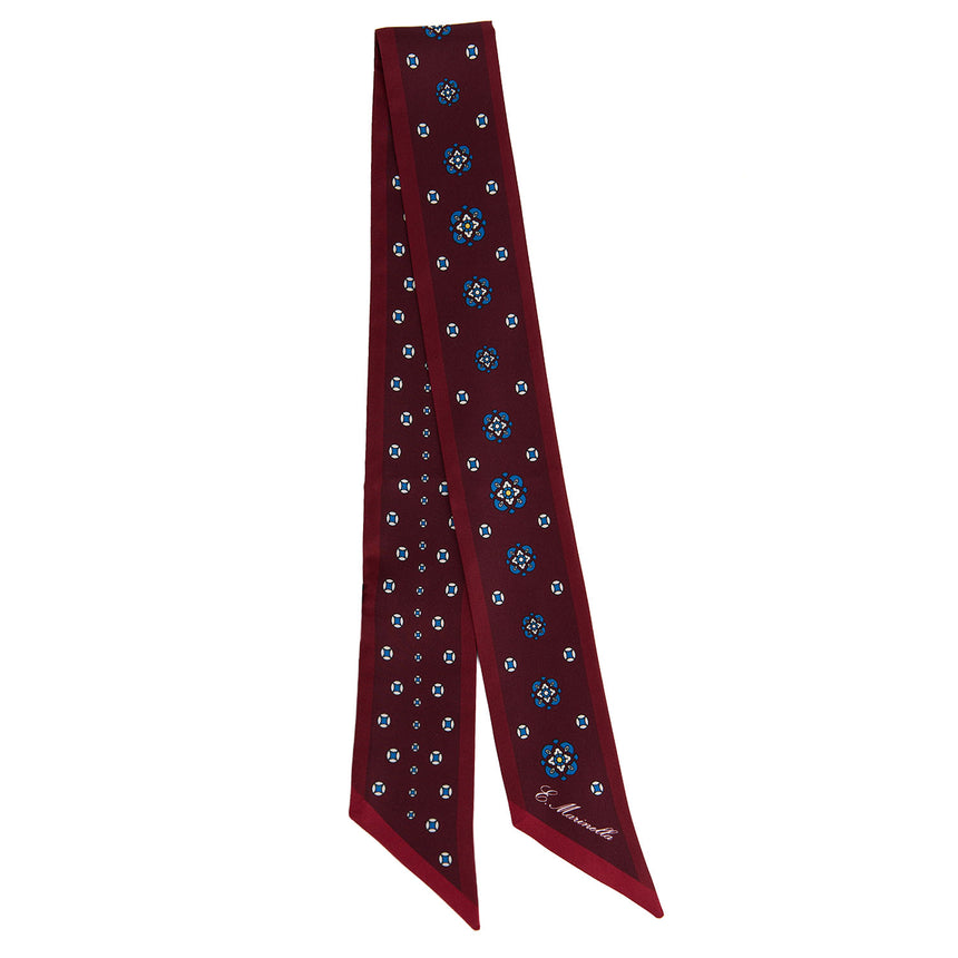 BURGUNDY PRINTED SILK MINI BANDEAU