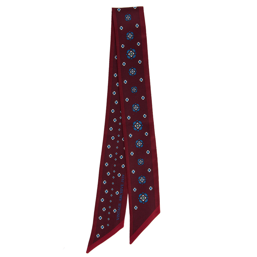 BURGUNDY PRINTED SILK MINI BANDEAU