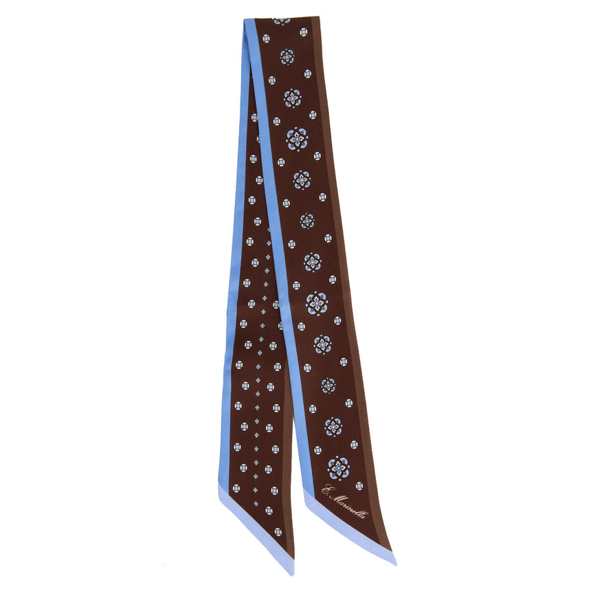 DARK BROWN PRINTED SILK MINI BANDEAU