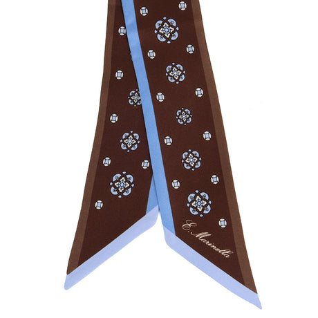 DARK BROWN PRINTED SILK MINI BANDEAU