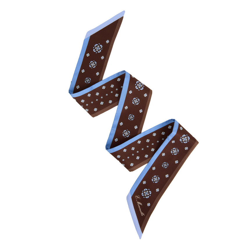 DARK BROWN PRINTED SILK MINI BANDEAU