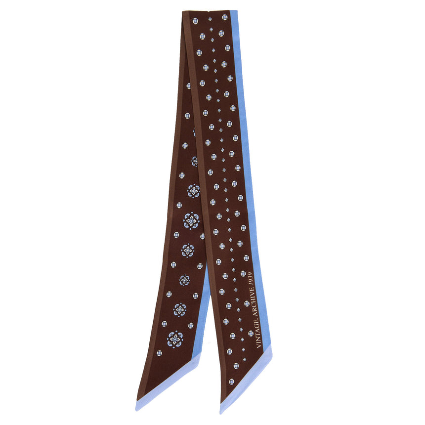 DARK BROWN PRINTED SILK MINI BANDEAU