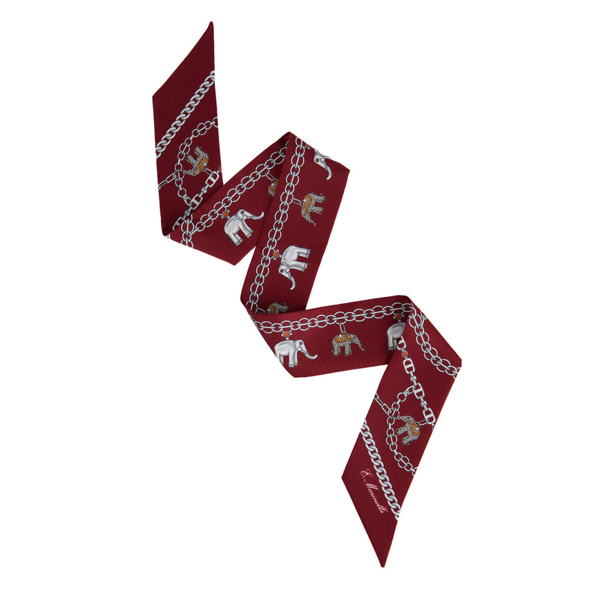 MINI BANDEAU IN SETA STAMPATA BORDEAUX