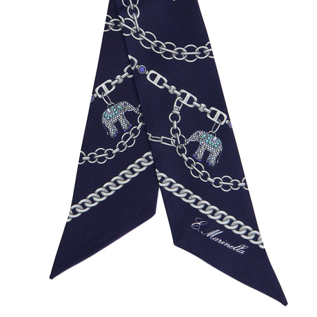 DARK BLUE PRINTED SILK MINI BANDEAU