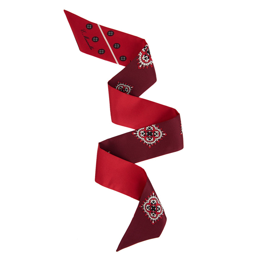 MINI BANDEAU IN SETA STAMPATA BORDEAUX