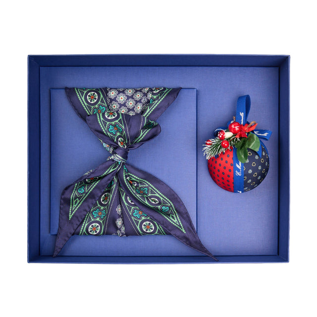 Geometric Elegance Box – Foulard Rombo e Pallina di Natale