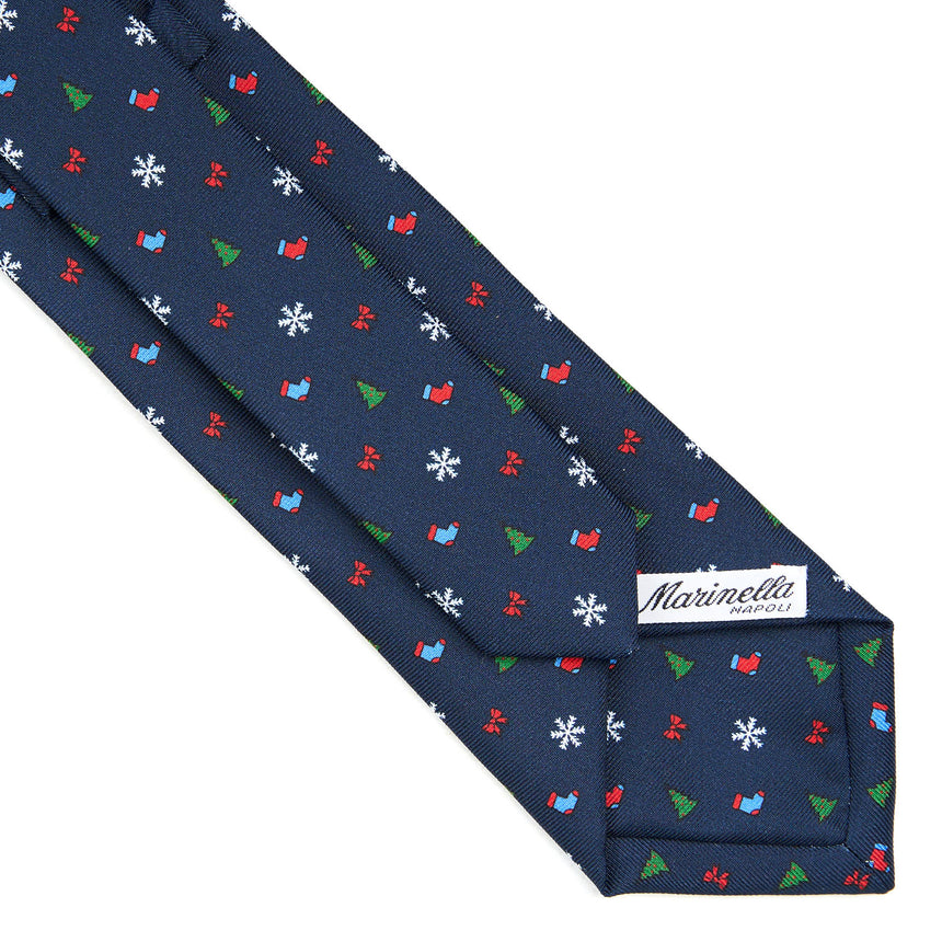 DARK BLUE SARTORIAL HOLIDAY PRINTED SILK TIE