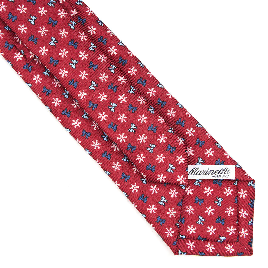 CRAVATTA SARTORIALE IN SETA STAMPATA BORDEAUX