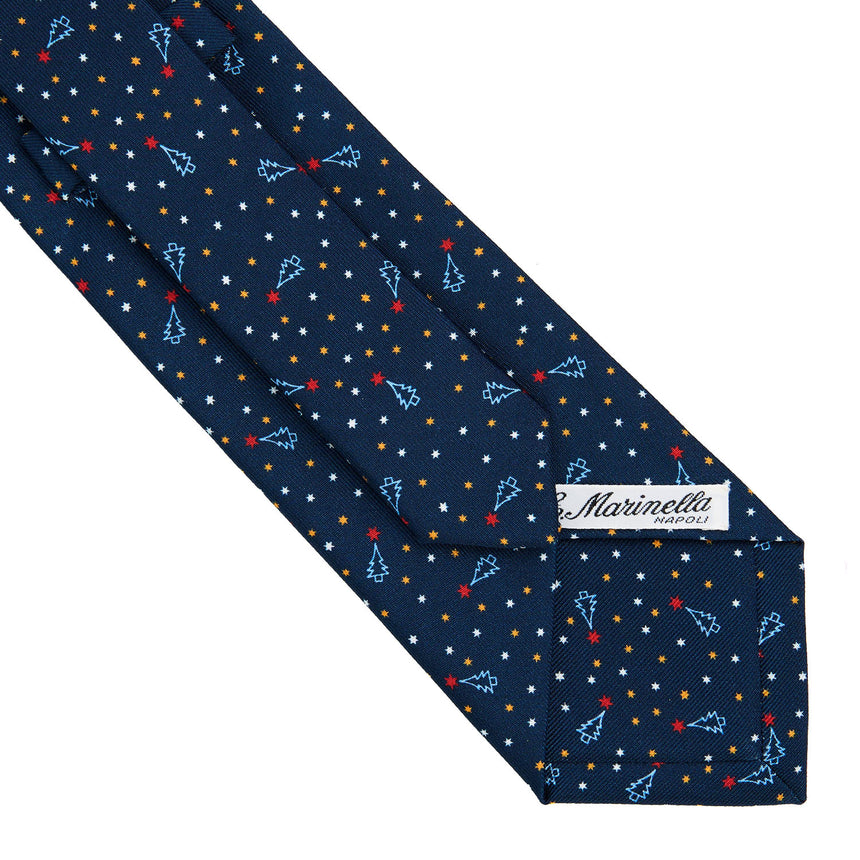 DARK BLUE SARTORIAL HOLIDAY PRINTED SILK TIE